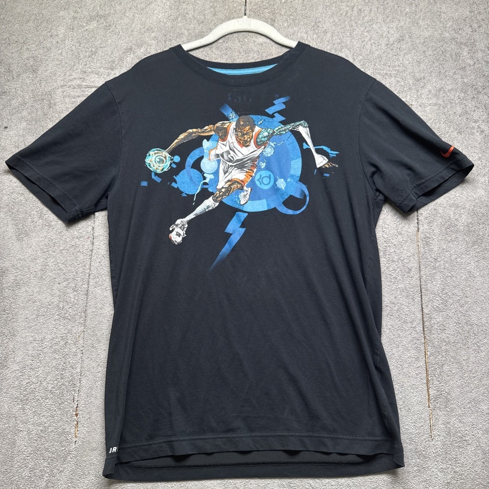 Nike KD Kevin Durant Dri-FIT Graphic T-Shirt Men's Medium Black‎ Blue Basketball